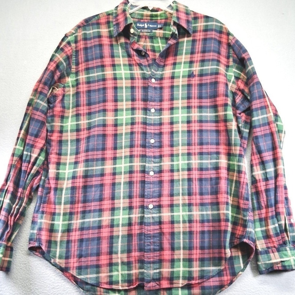 Ralph‎ Lauren Men Classic Fit Flannel Long Sleeve Button Down Size Large